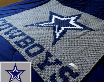 Cowboys Blanket Crochet Pattern: C2C Graph & Row Instructions (PDF Pattern)