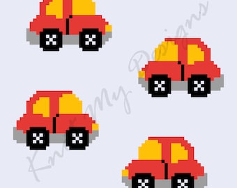 Red Beetle Cars—C2C Crochet Blanket Pattern Graph | C2C Red Beetle Cars Baby Blanket | C2C Graphghan | KnotMyDesigns