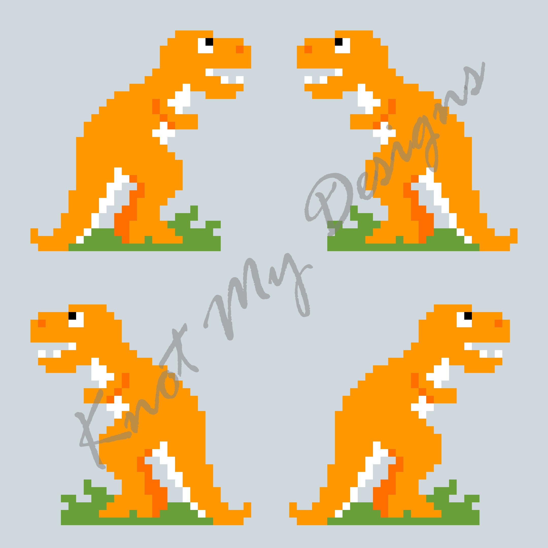 T-rex Dinosaurs Pack—c2c Crochet Blanket Pattern Graph & Row ...
