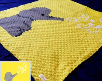 Elephant Blowing Bubbles C2C Crochet Blanket Pattern (PDF Pattern)