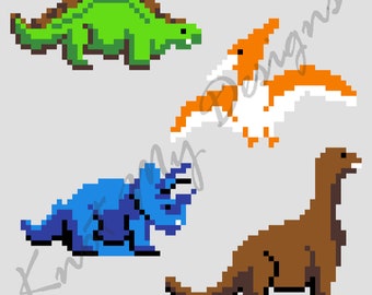 Dinosaur Family C2C Crochet Blanket Pattern: Graph & Row Instructions (PDF Pattern)