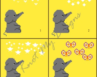 Elephant Watching Series—C2C Crochet Blanket Pattern Graph | C2C Elephant Baby Blanket | C2C Graphghan | KnotMyDesigns