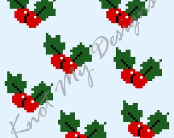 Holly Leaf—C2C Crochet Blanket Pattern Graph | C2C Home Decor Christmas Throw | C2C Graphghan | KnotMyDesigns