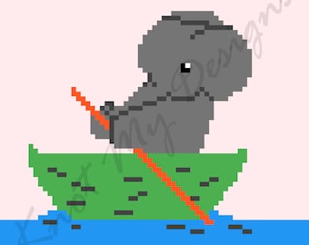 Elephant Rowing Boat C2C Crochet Blanket Pattern (PDF Pattern)