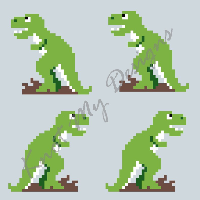 T-rex Dinosaurs Pack—c2c Crochet Blanket Pattern Graph & Row ...