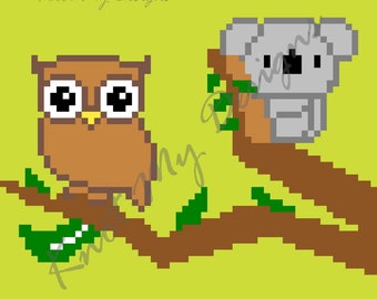 Muir Jungle—C2C Crochet Blanket Pattern Graph | C2C Koala | C2C Owl | C2C Baby Blanket | C2C Graphghan | KnotMyDesigns