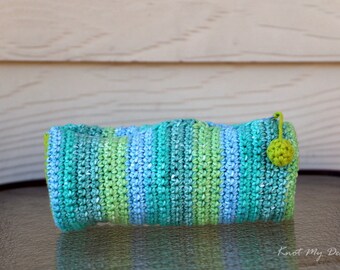 Crochet Verdure Travel Zipped Pouch Pattern | Crochet Makeup Kit | Crochet Pencil Box | Knot My Designs