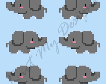 Baby Elephants Parade—C2C Crochet Blanket Pattern Graph & Row Instructions | C2C Baby Blanket|C2C Elephant|C2C Graphghan | KnotMyDesigns