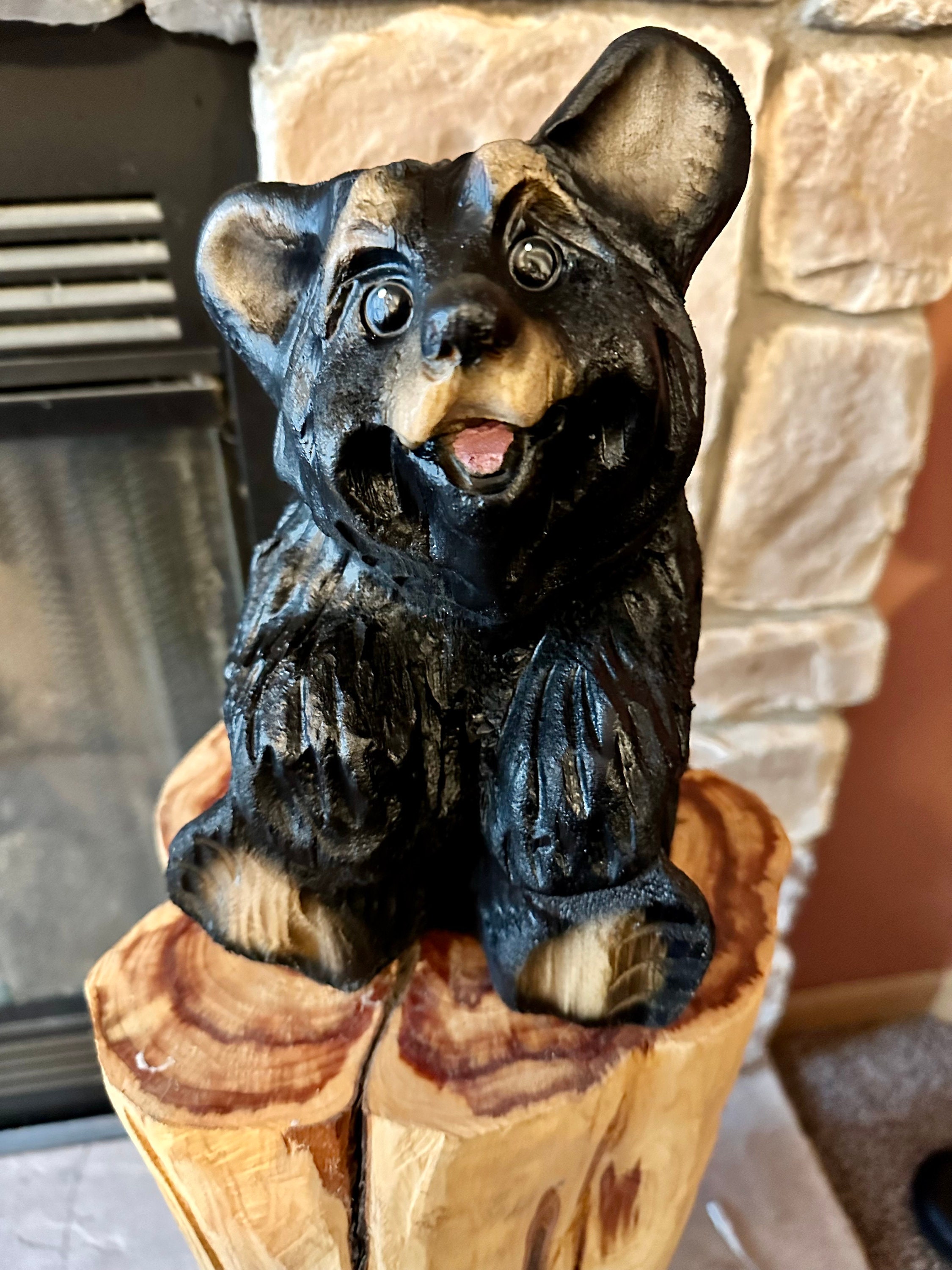クマのギフト木彫りチェーンソーアート木製工芸クマホーム