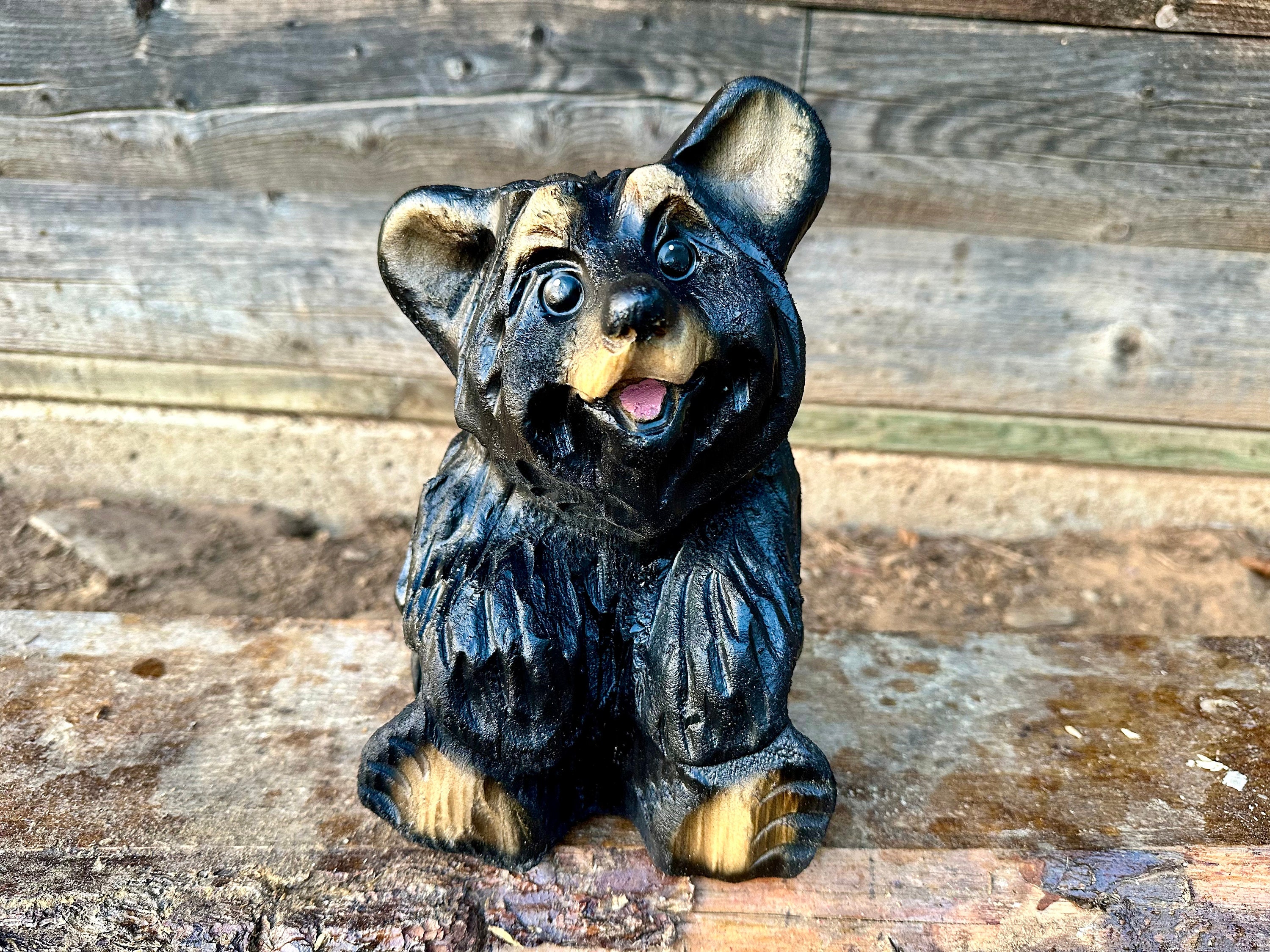 クマのギフト木彫りチェーンソーアート木製工芸クマホーム