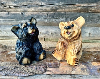 クマのギフト木彫りチェーンソーアート木製工芸クマホーム
