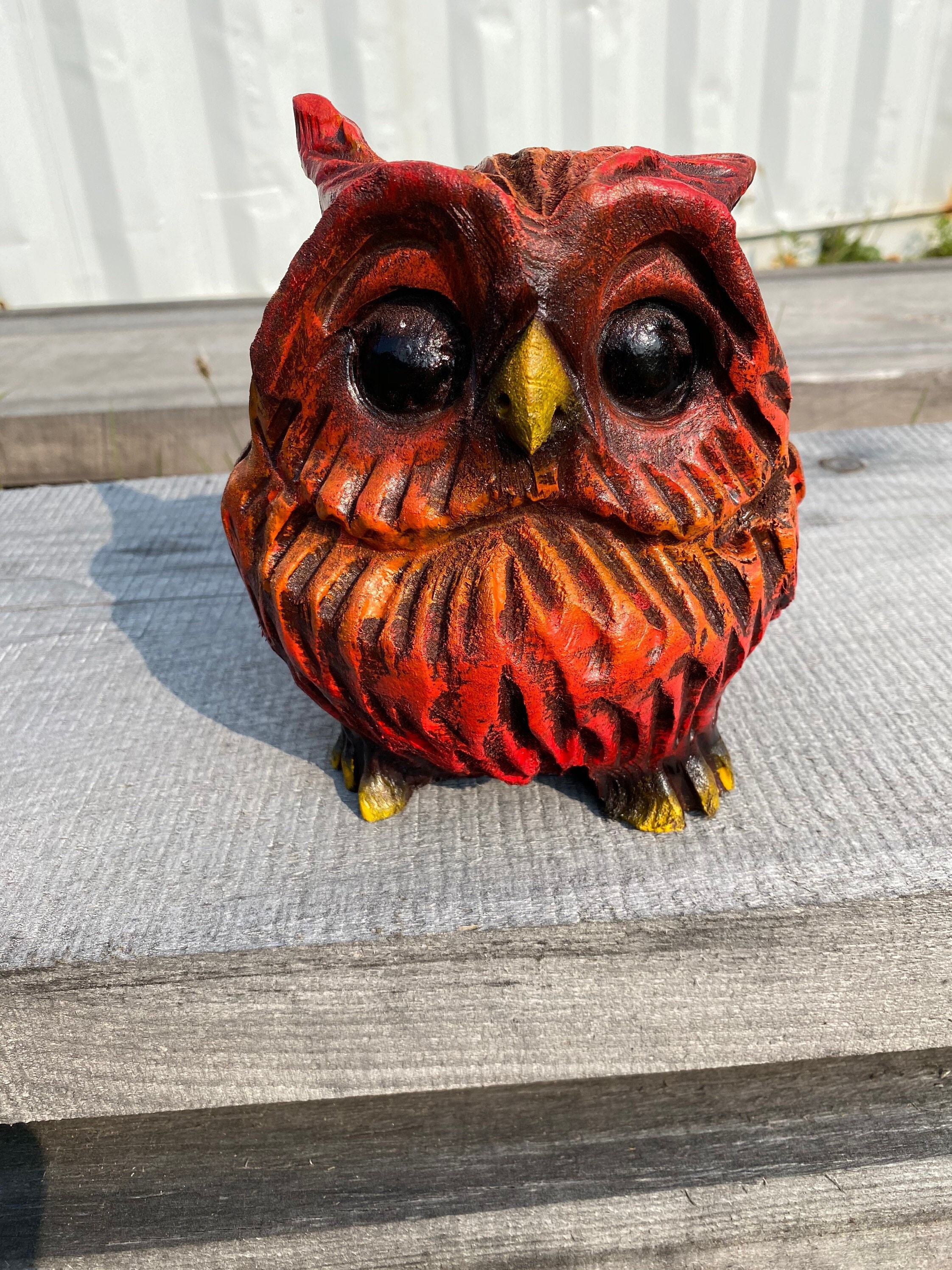 Chainsaw-carved Owl wood carving gift for mom wife Christmas present cute wood critter Xmas gift woo