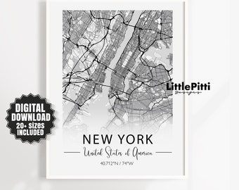 New York United States Of America Coordinates Travel Quote Wall Art Print