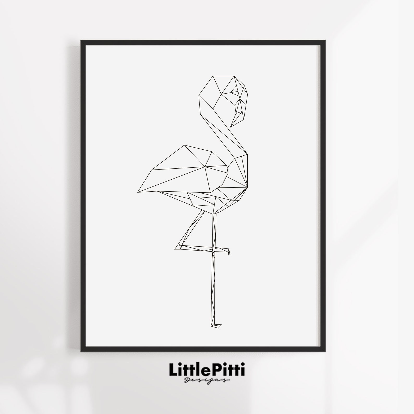 Flamingo Print Download Geometric Wall Art Geometric Bird Etsy