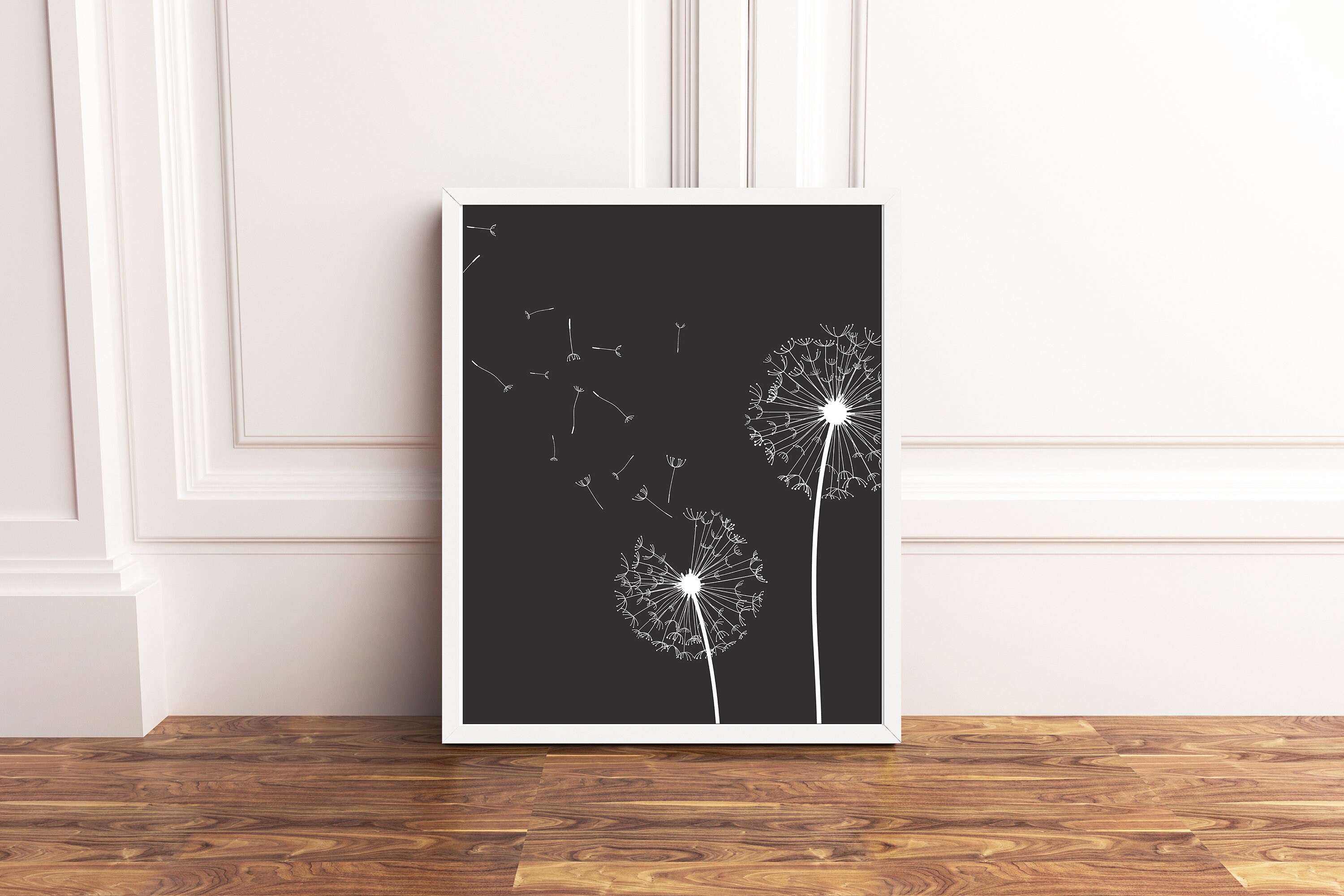 Dandelion wall art dandelion print grey home decor Etsy