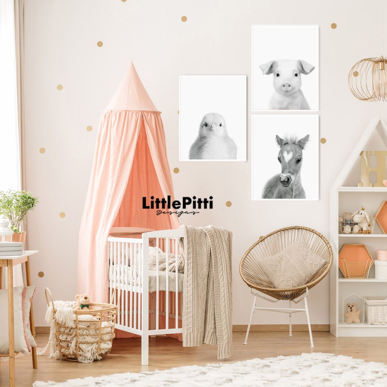 Chicken print farm nursery animals neutral nursery decor Etsy