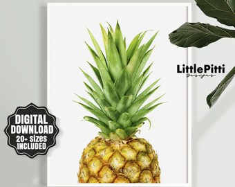 Pineapple decor, Kitchen Wall Art, Tropical Decor, Printable Wall Art, Fruit art