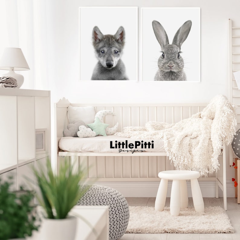 Wolf Print Woodlands Nursery Wolf Baby Print Little Etsy