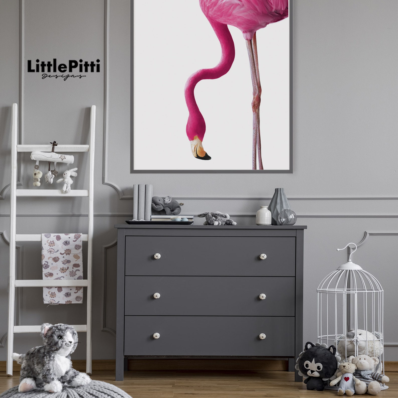 Flamingo print pink nursery decor nursery print bird print Etsy