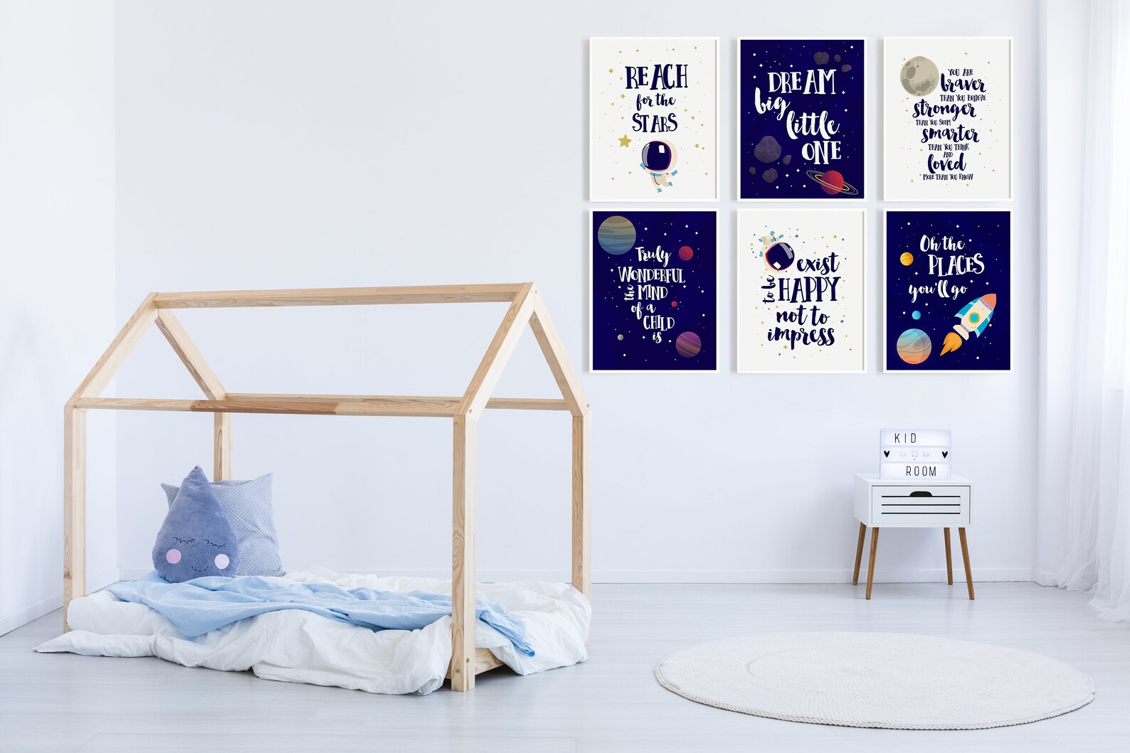 Space nursery wall decor set of 6 printables space themed Etsy