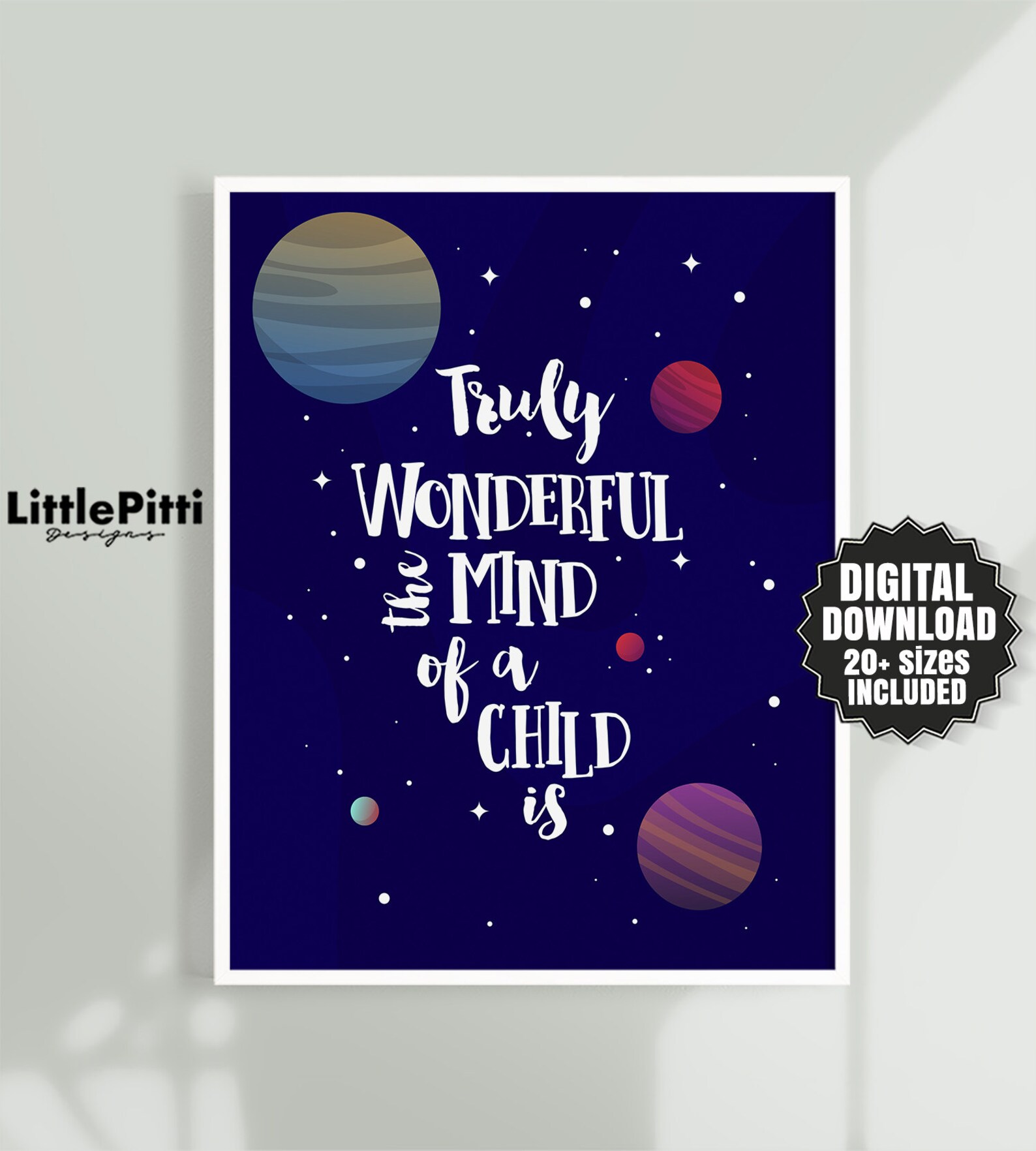 Space nursery wall decor set of 6 printables space themed Etsy