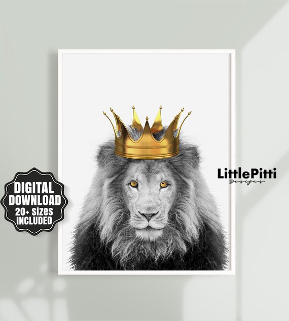 Lion King Art Lion Crown Lion Print Lion King With Crown Etsy Lion with crown drawing is a totally free png image with transparent background and its resolution is 417x500. lion king art lion crown lion print lion king with crown crowned lion lion wall decor gold crown digital wall art gold wall decor