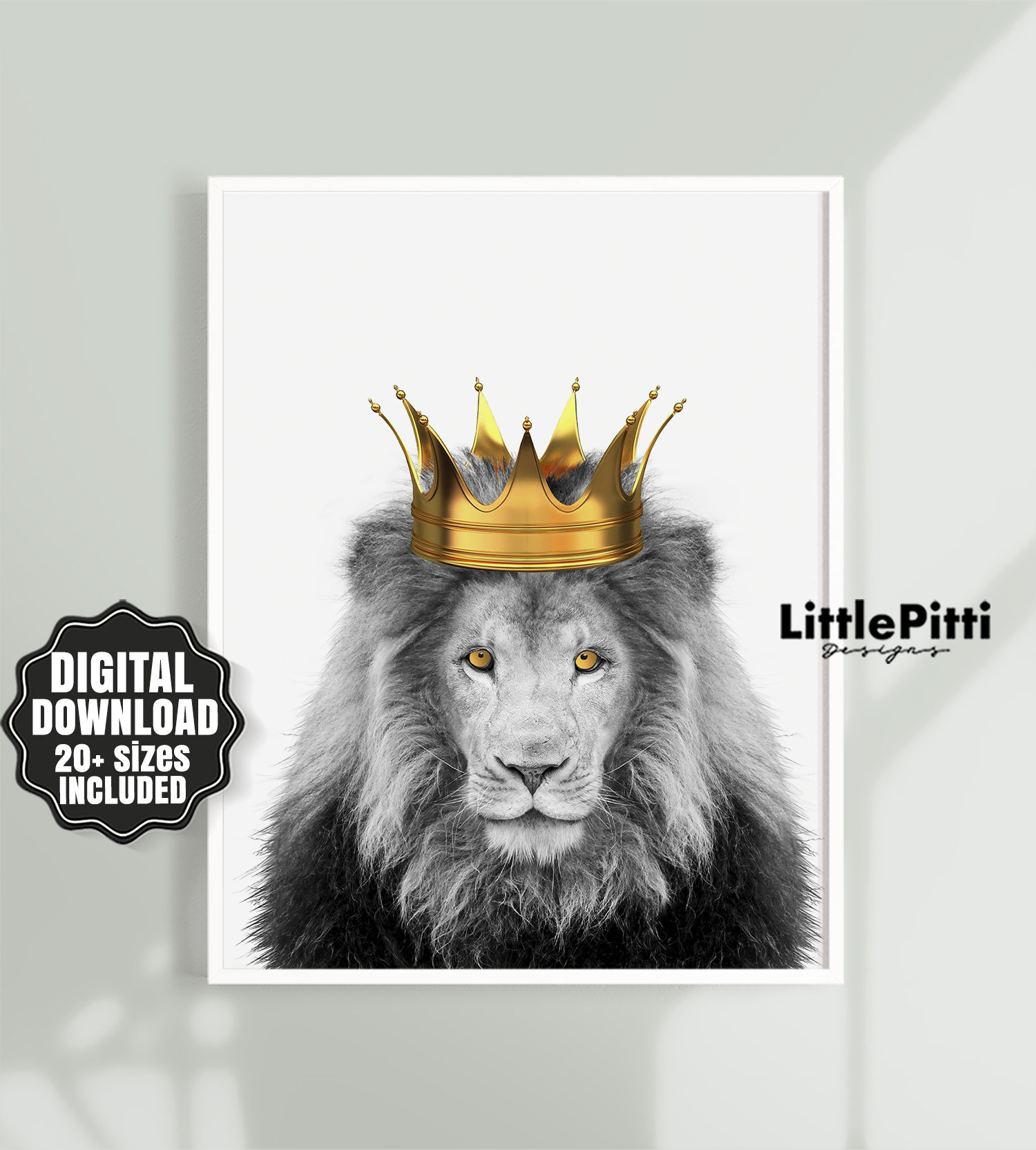 Lion King Art Lion Crown Lion Print Lion King With Crown Etsy