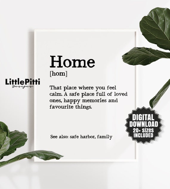 Home definition poster housewarming gift home sign home Etsy
