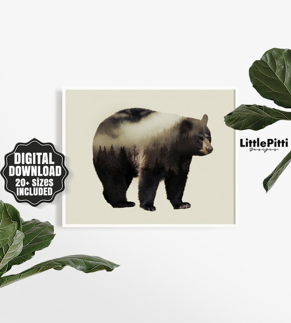 Black Bear Decor Black Bear Art Bear Print Bear Double Etsy