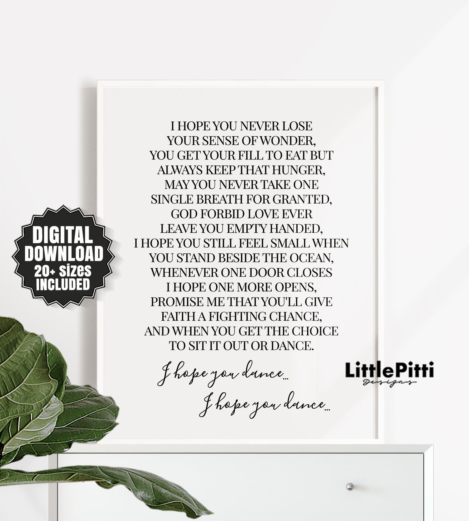 I hope you dance wall decor printable I hope you dance | Etsy