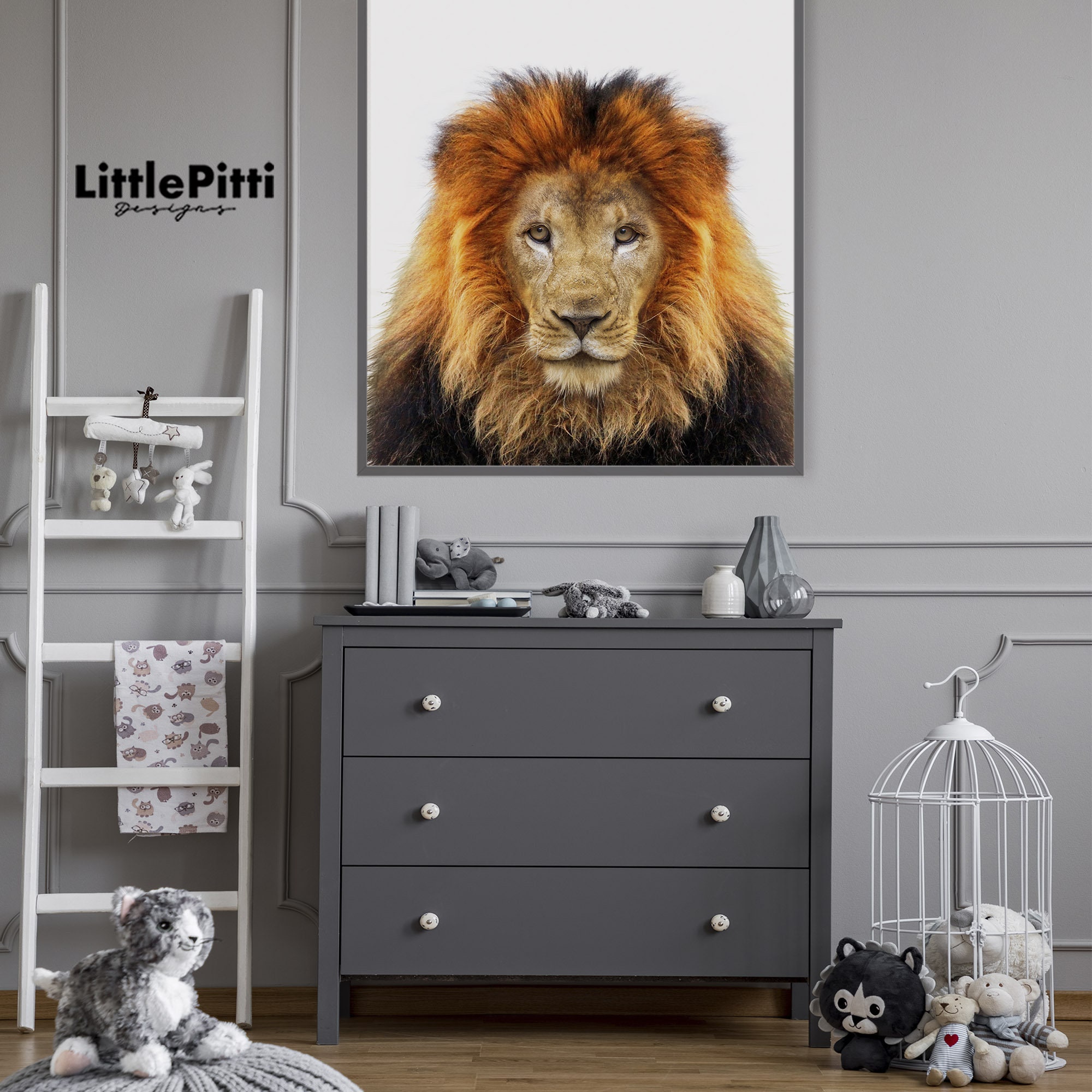 Lion print safari nursery decor lion art game room decor lion Etsy