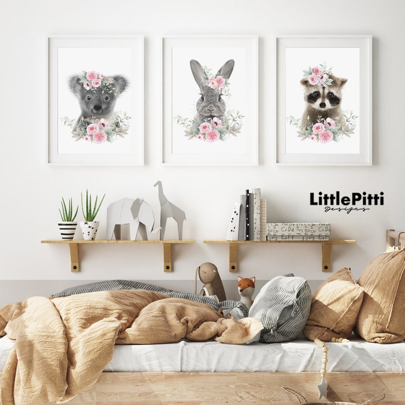 Koala Bear Print Baby Girl Nursery Decor Kids Wall Art Baby Etsy