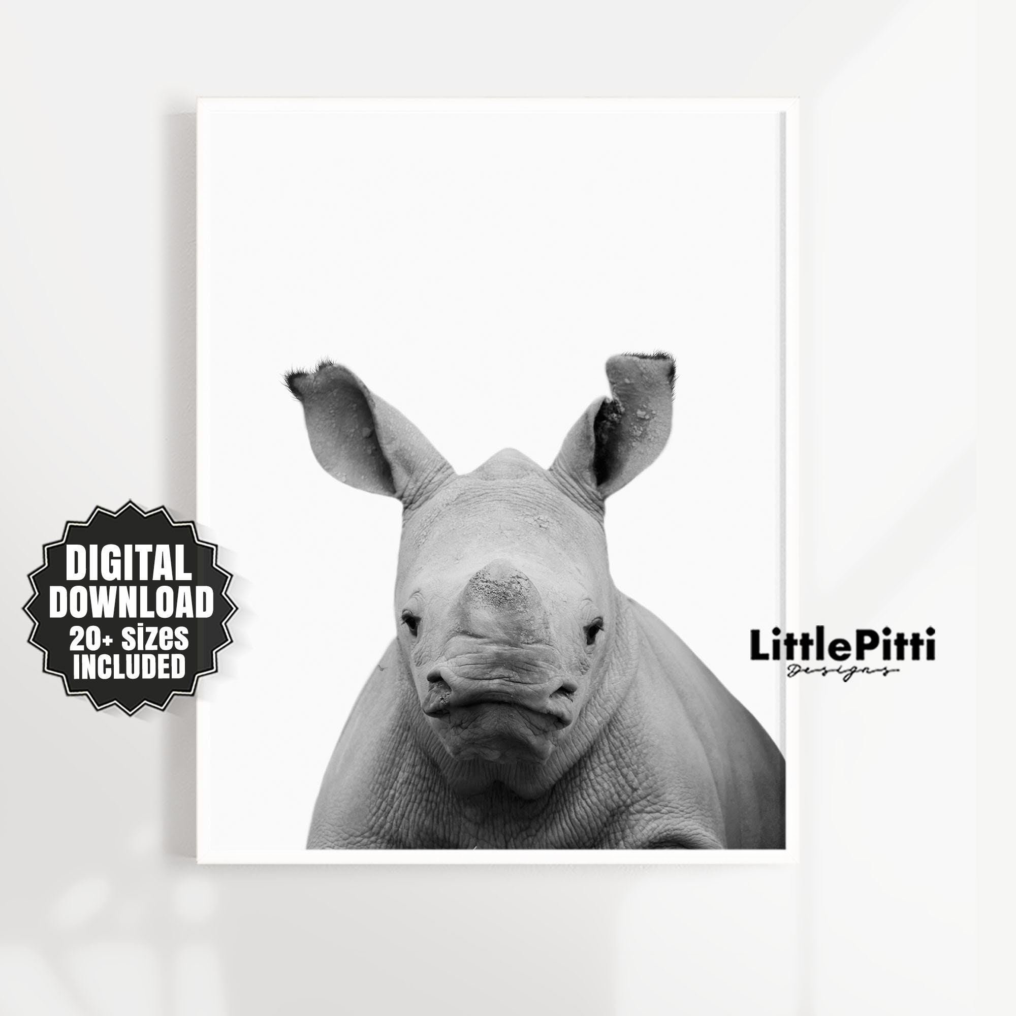 Safari nursery print rhino wall art baby rhino print safari Etsy