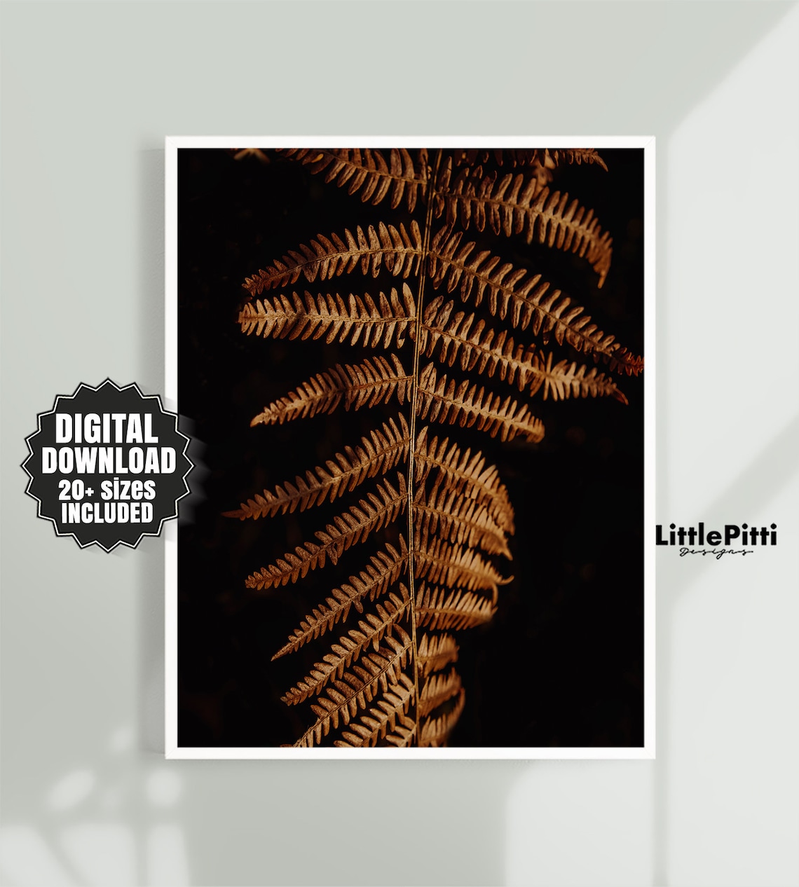 Fern Print Set of 2 Black Gold Wall Art Botanical Print Set Etsy