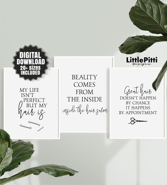 Hair Salon Decor Set Of 3 Wall Art Printable Beauty Salon Etsy
