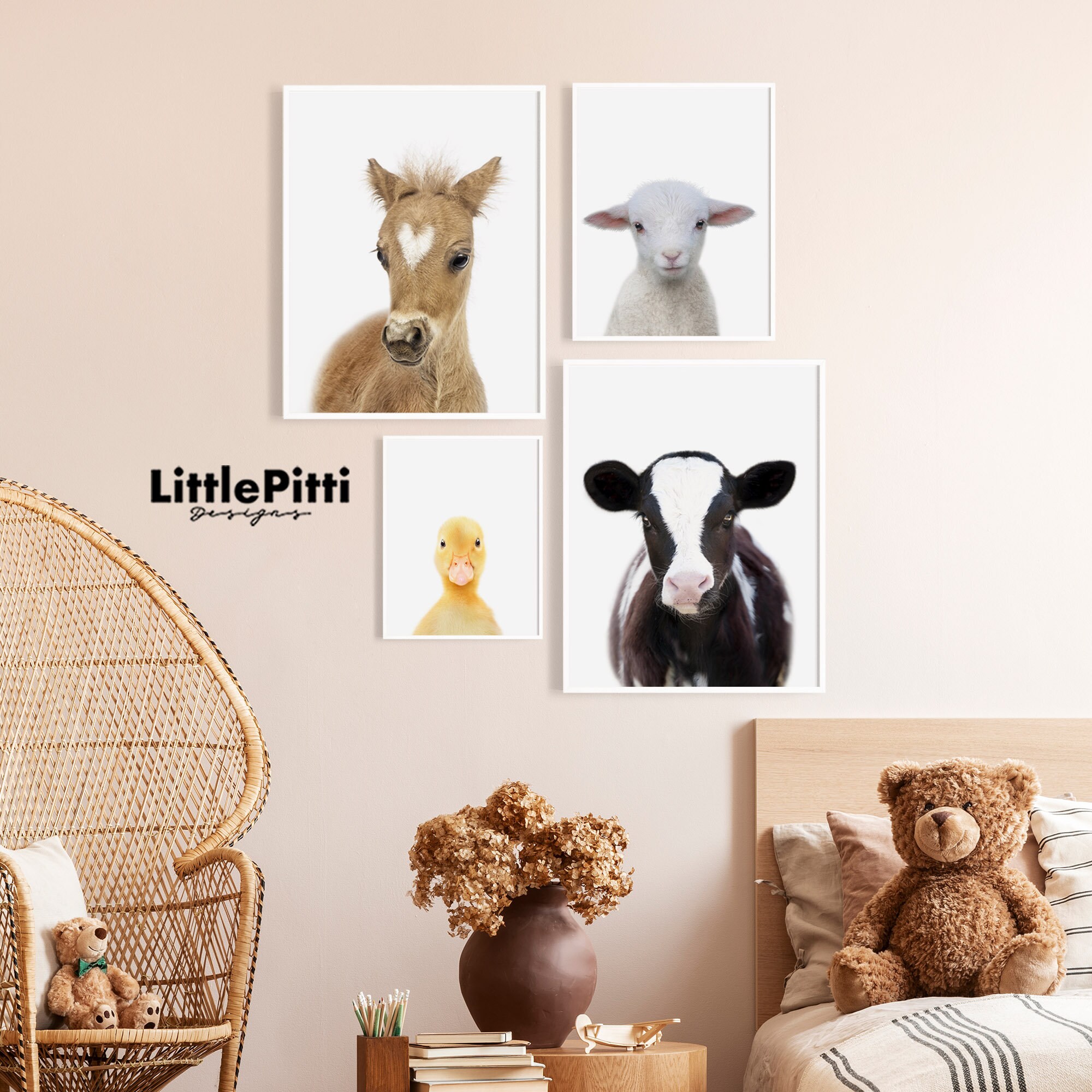 Baby farm animal nursery print farmyard nursery print foal Etsy
