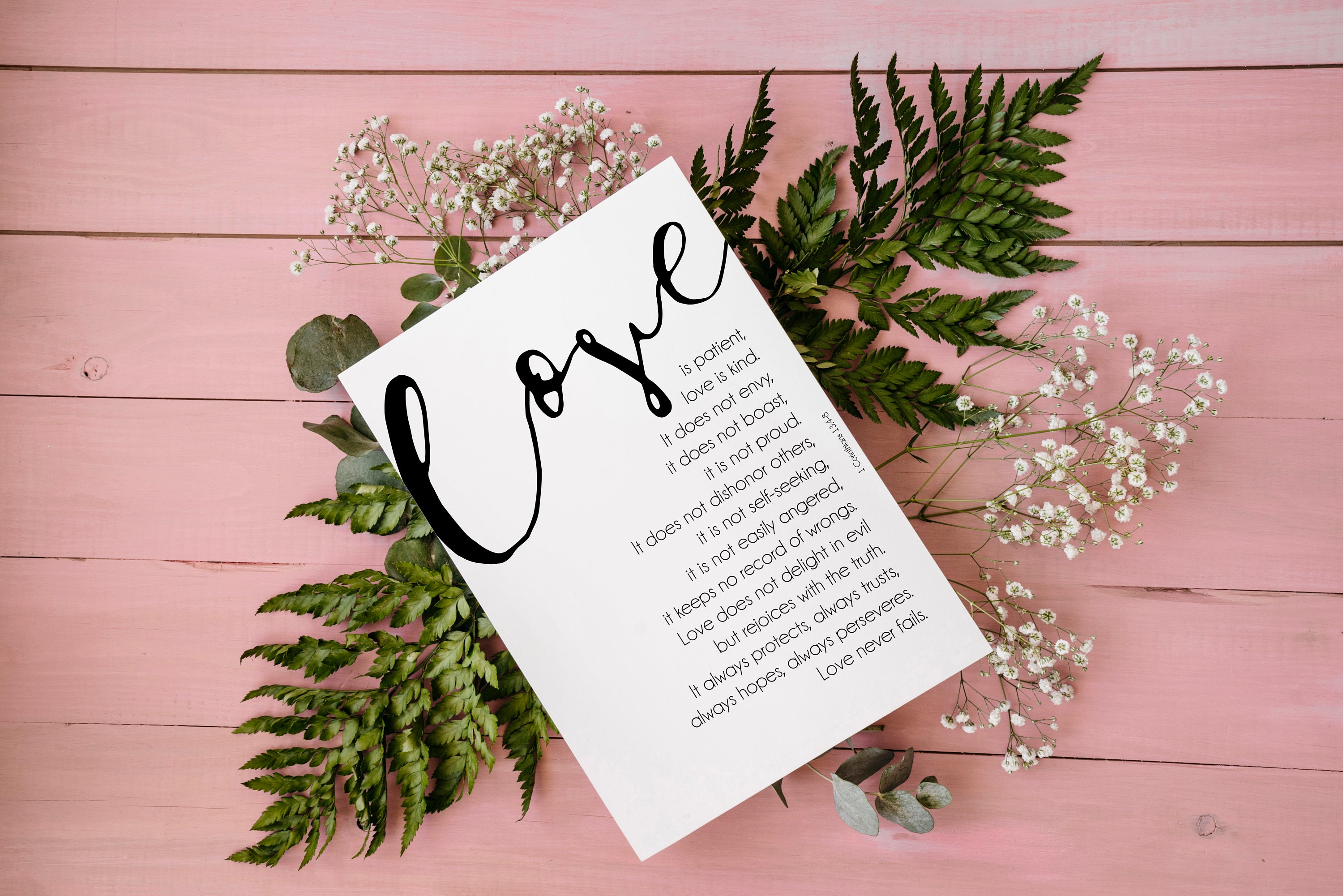 Love is patient bible verse wedding decor 1 Corinthians 13 Etsy