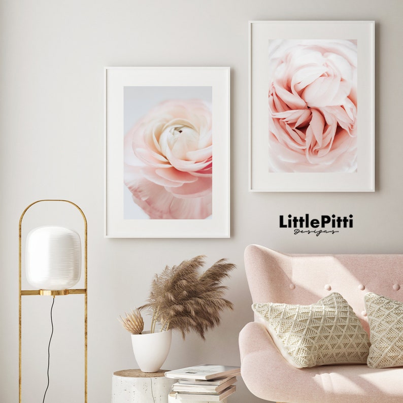 Dainty Pink Flowers Flower Floral Wall Art Decor Soft Pink