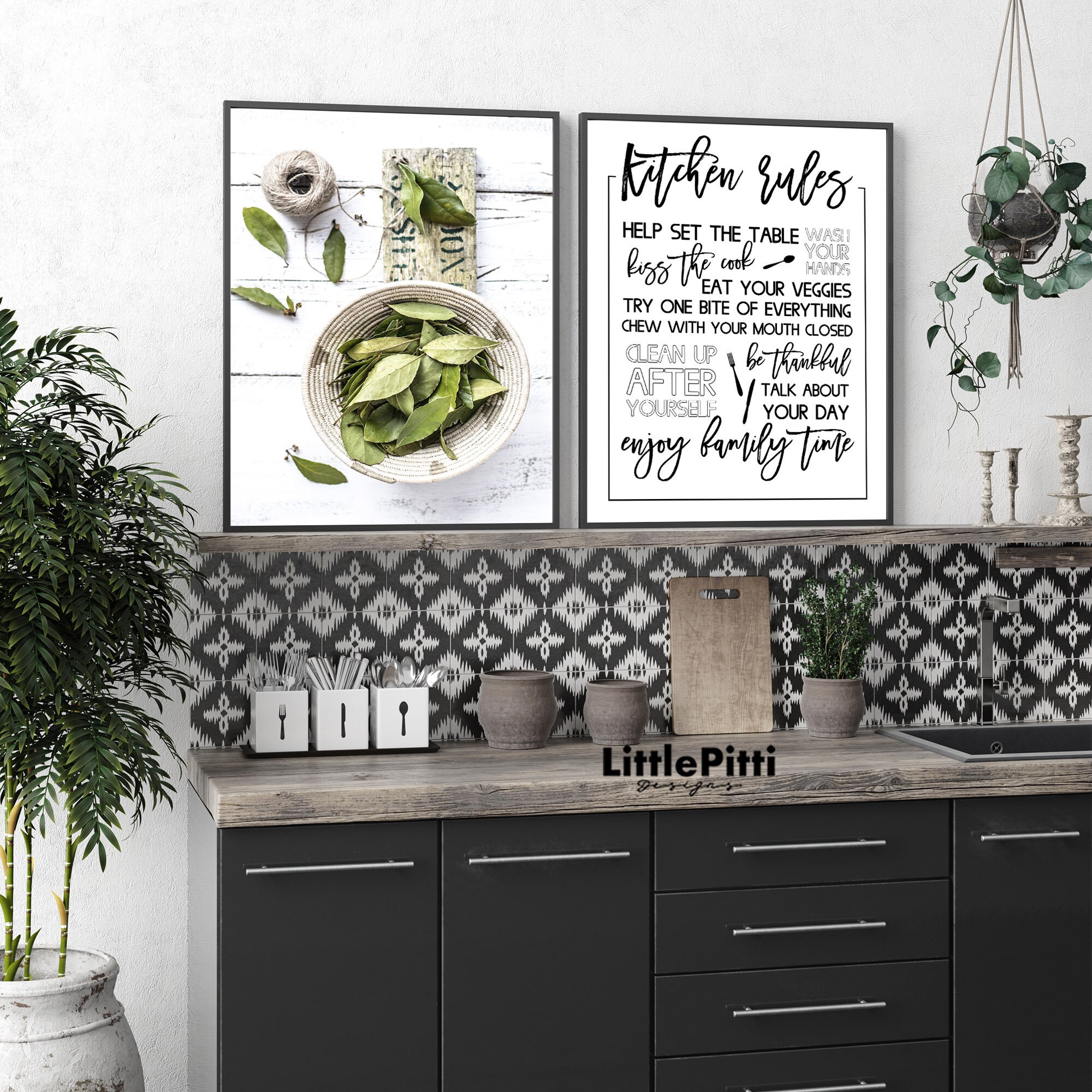 Bay Leaf Decor Kitchen Herb Wall Art Kitchen Printable Etsy
