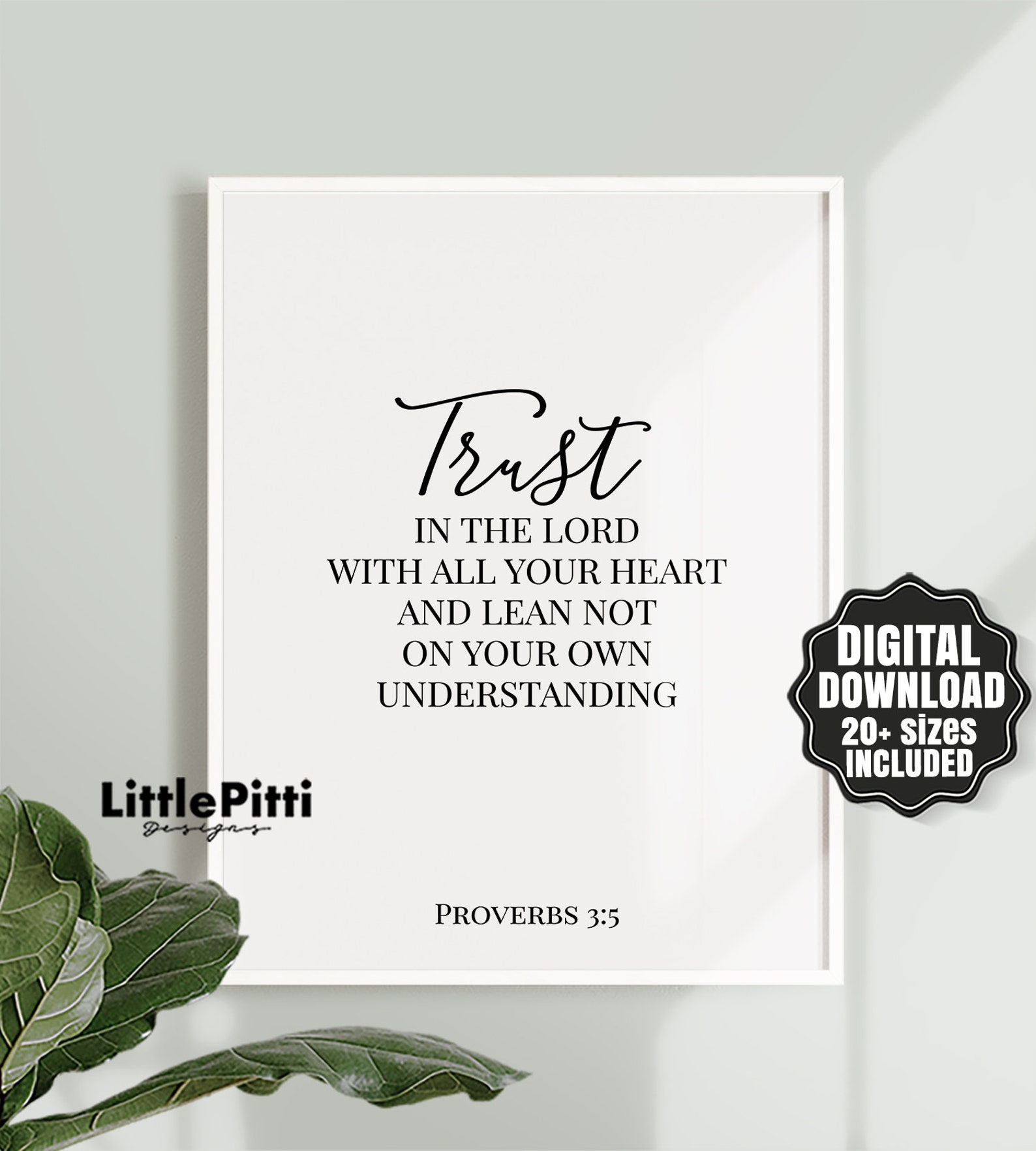 Bible verse printable Trust in the Lord Proverbs 3 5 | Etsy