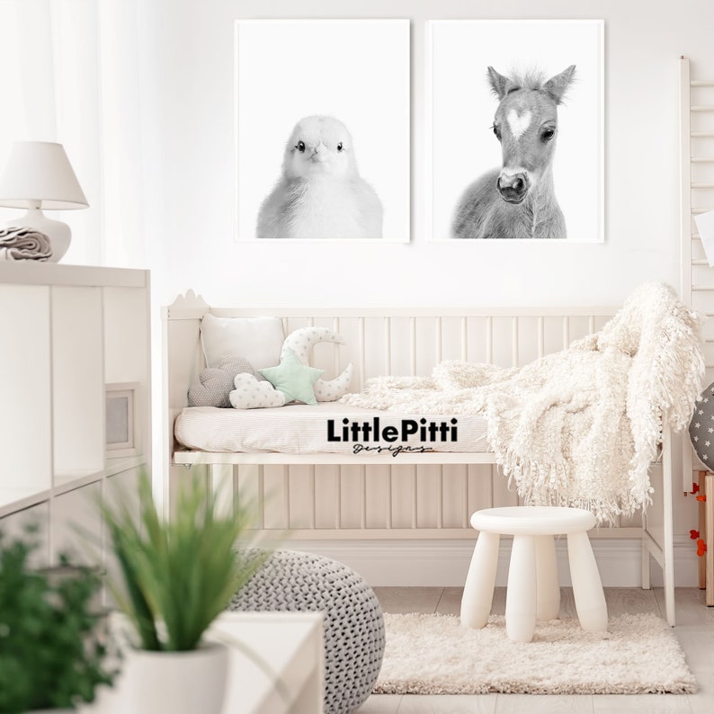 Chicken print farm nursery animals neutral nursery decor Etsy