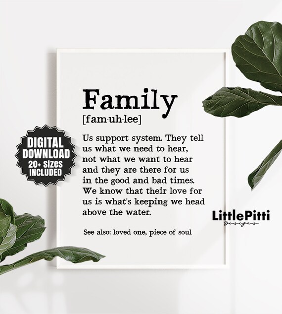 Family printable family definition print family decorations | Etsy