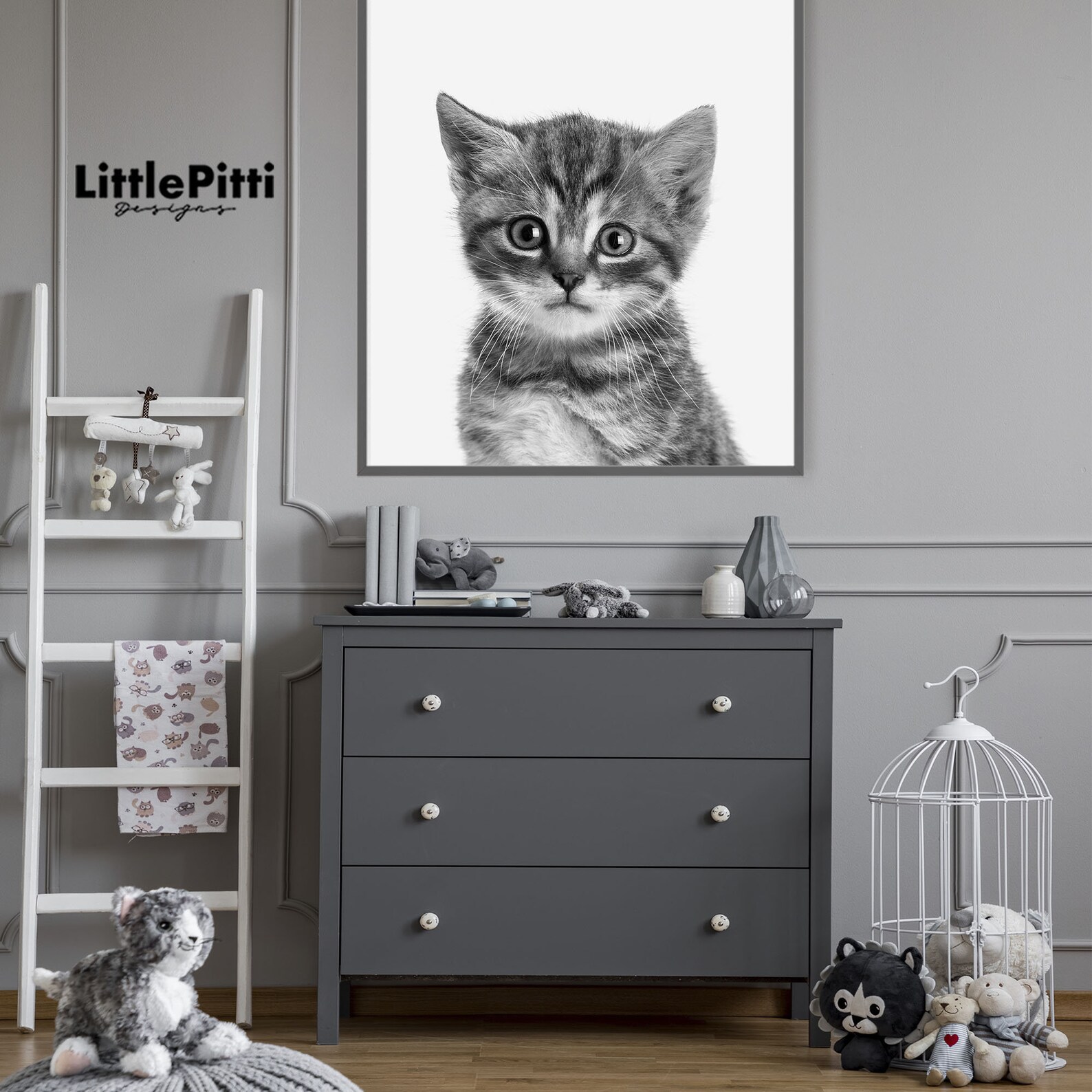 Kitten Print Nursery Baby Animal Decor Cat Photo Cute Etsy