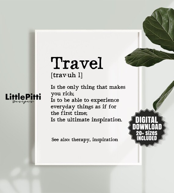 Travel definition travel gifts dictionary art adventure | Etsy