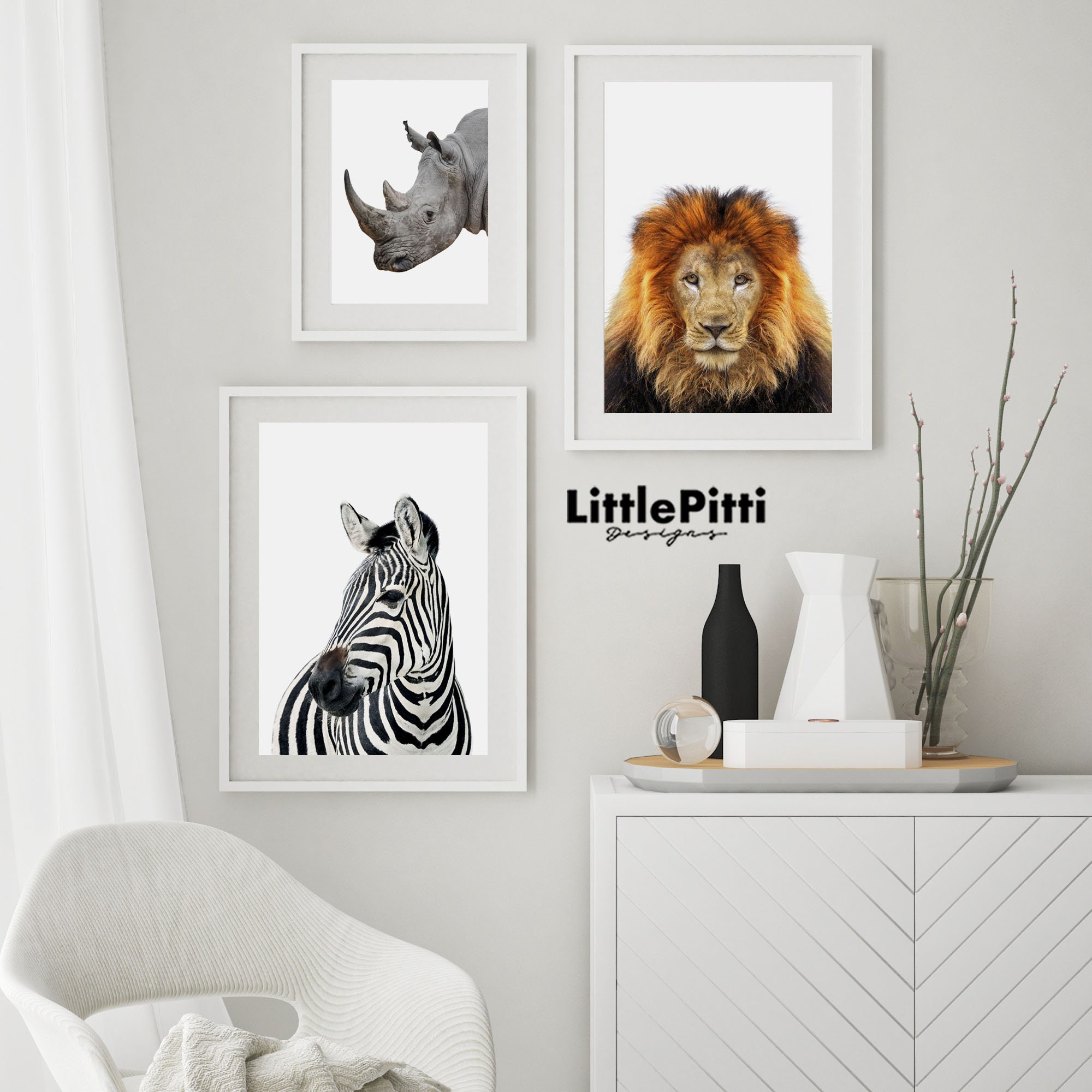 Lion print safari nursery decor lion art game room decor lion Etsy