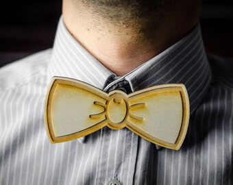 Wooden bow tie, laser engraved, for men, gentleman style accesories, hipster, vintage party, Father's day gift