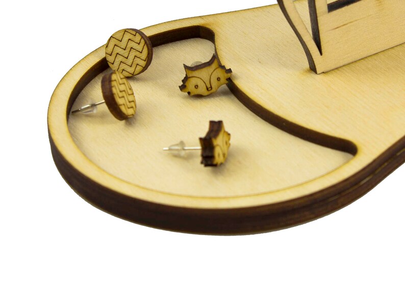 Bird Cage Earring Holder Wood Jewelry Organizer Engraved Etsy