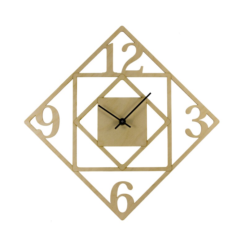 Minimal Wood Wall Clock Square Wooden Clock Modern Wall Etsy