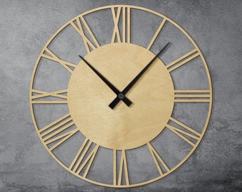 Roman number wood wall clock for your home, Modern wooden clock, Unique wall clock