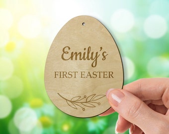 First Easter name tag, egg with engraved name, family decoration